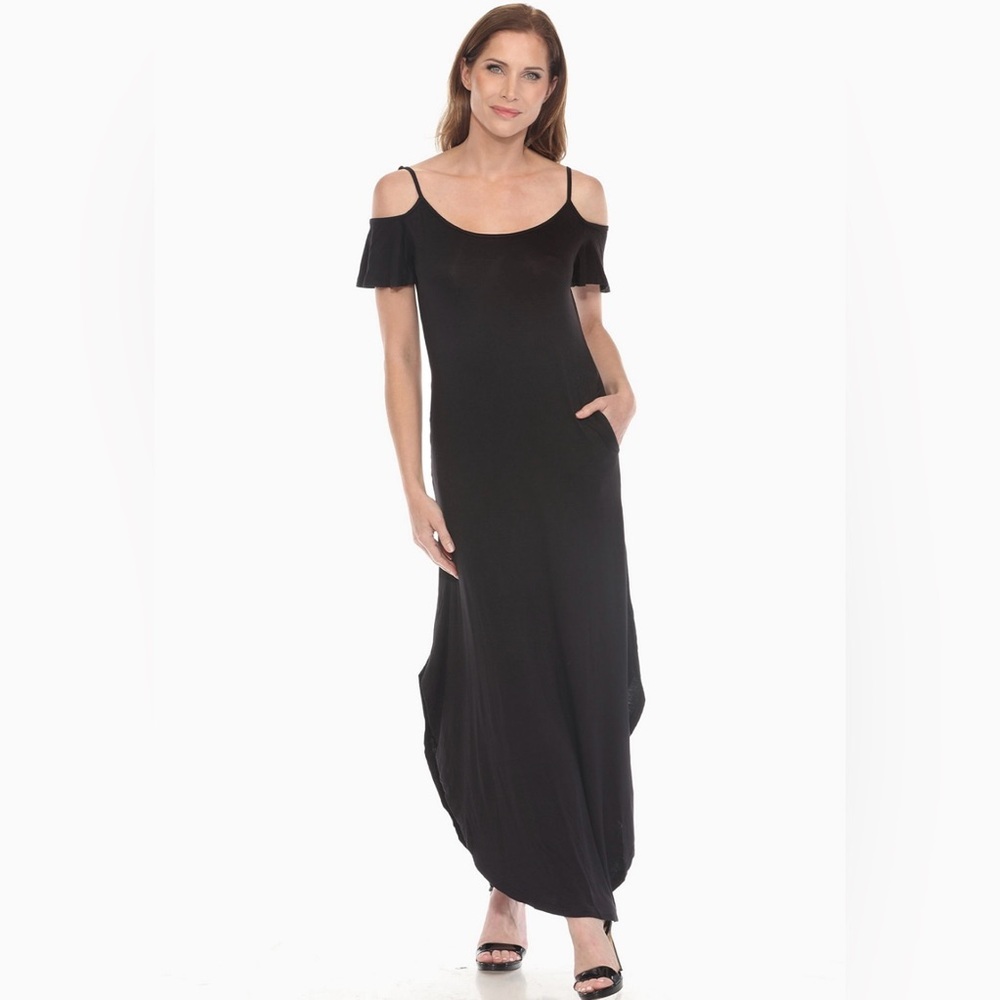NWT White Mark Black Cold Shoulder Maxi Dress Size Large